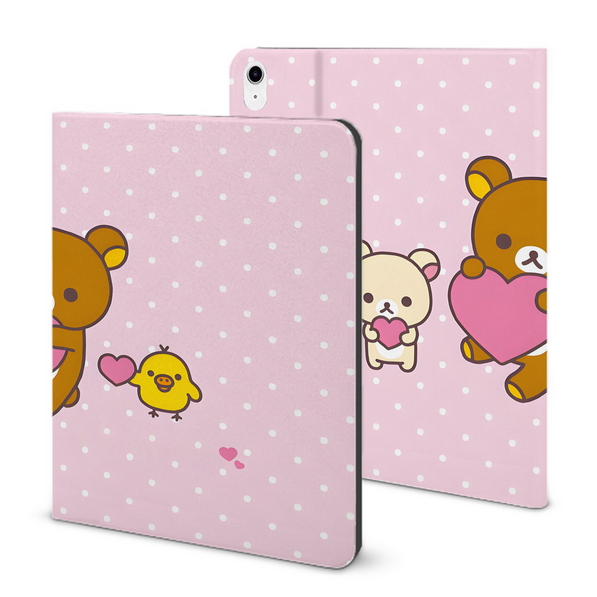 （画像用） リラックマ リラックマ キイロイトリ Rilakkuma Korilakkuma Kiiroitori IPad ケース ブック型 PUレザー TPU 耐衝撃 軽量 薄型 ペン収納なし 全面保護 IPad 各モデル対応